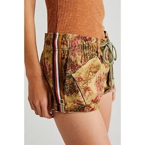 TU Free People NWT Waimea Slouchy Printed Shorts Zip Fly Drawstring Pockets Med